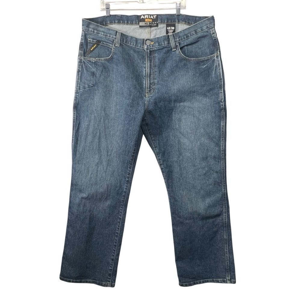 Ariat rebar M4 low rise boot cut jeans blue size 42/30